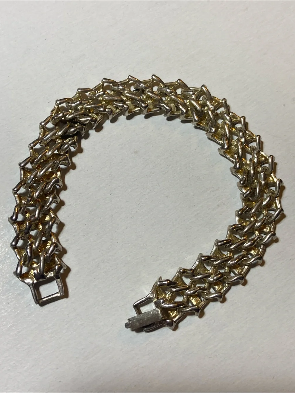 VTG Wavy Linked Sterling Silver Chain Unisex Bracelet 7.25”